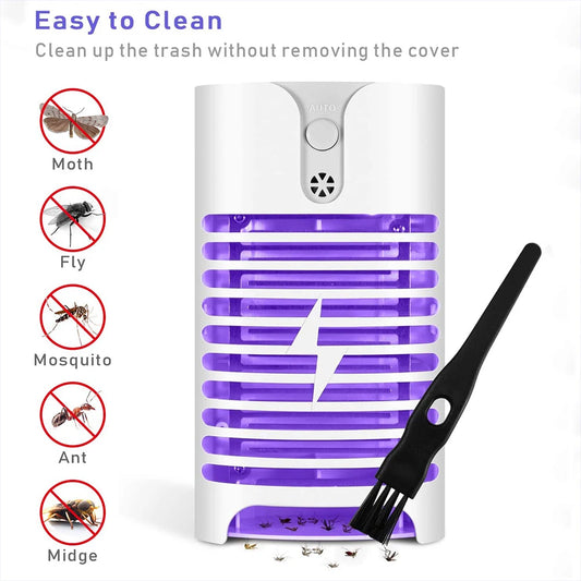 Indoor Mini Purple-White Rectangle Plastic Body 4 LED AC-Powered Killing Mosquito-Flies-Moth-Ants-Midget Insect Killer Zapping Electric Trap Lamps