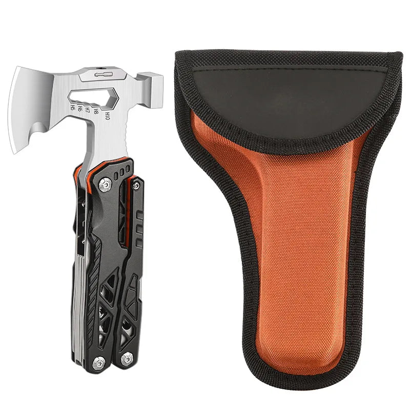 JIANLAI Outdoor Multifunctional Gray-Silver Stainless Steel Black Handle-Blue-Orange Hammer Axes/Colors-Silver/Blue/Orange/Black/Gray/Multicolor/Orange-Black Fabric Pouch Included