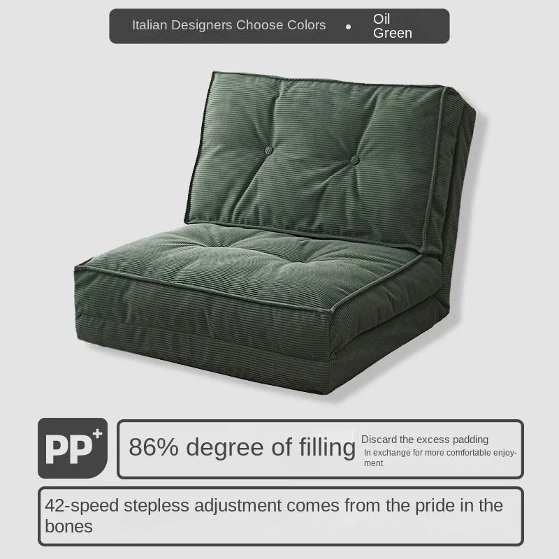ZISIZ Indoor Modern Morocco Soft Plush Brown Velvet Corduroy Fabric L-Shaped Sponge Cushion Filling  Folding Lazy Futon Sofa Beds/Colors-White/Green/Beige /Orange/Brown/Striped/ Size: 90 x 63 x 63cm