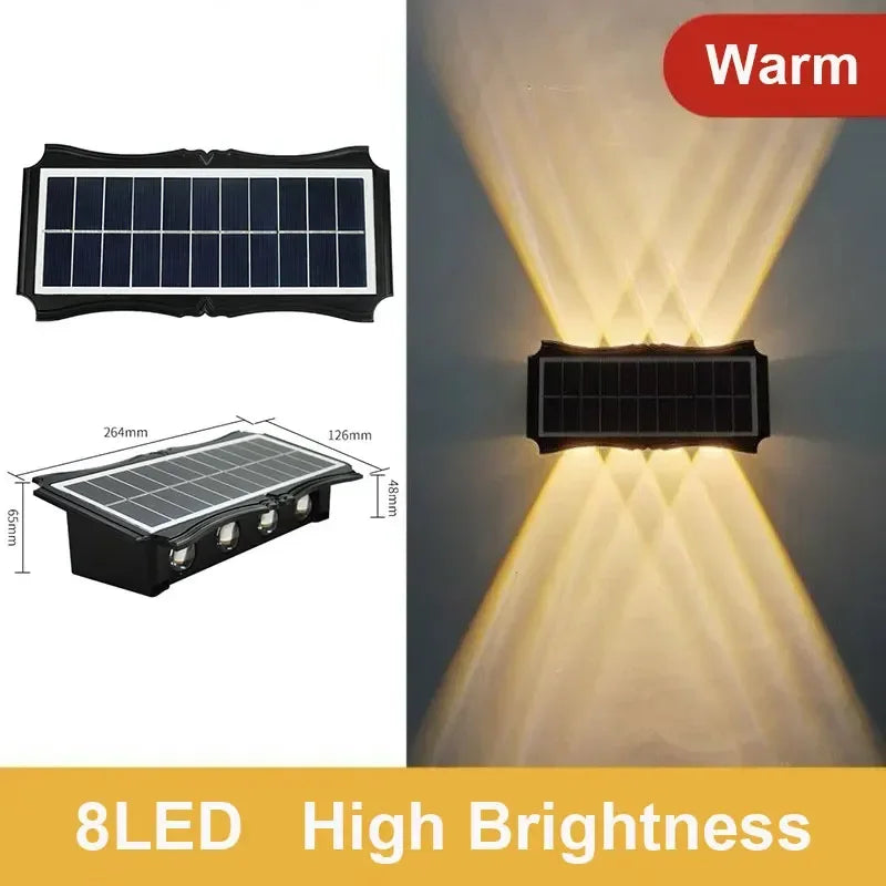 IEEYEEY Outdoor Solar-Powered Dimmable Black Rectangle Plastic Body Warm-Cool-Daylight White LED Waterproof Up-Down Design Wall-Mounted Lights/ Bulbs Included/Colors-Black/Yellow/Multicolor