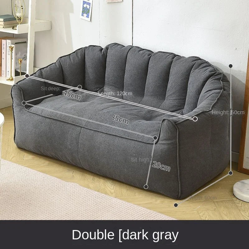 ZISIZ Modern White-Dark Gray Q-Bomb 3D Rebound Uniform Support Upholstered Padded Soft Fluffy Snow Velvet Fabric Removable Washable Lazy Lightweight Double Seats Side Pocket Bean Bag Chair Sofas/Colors-Gray/Beige/White/Striped/Yellow/Geometric