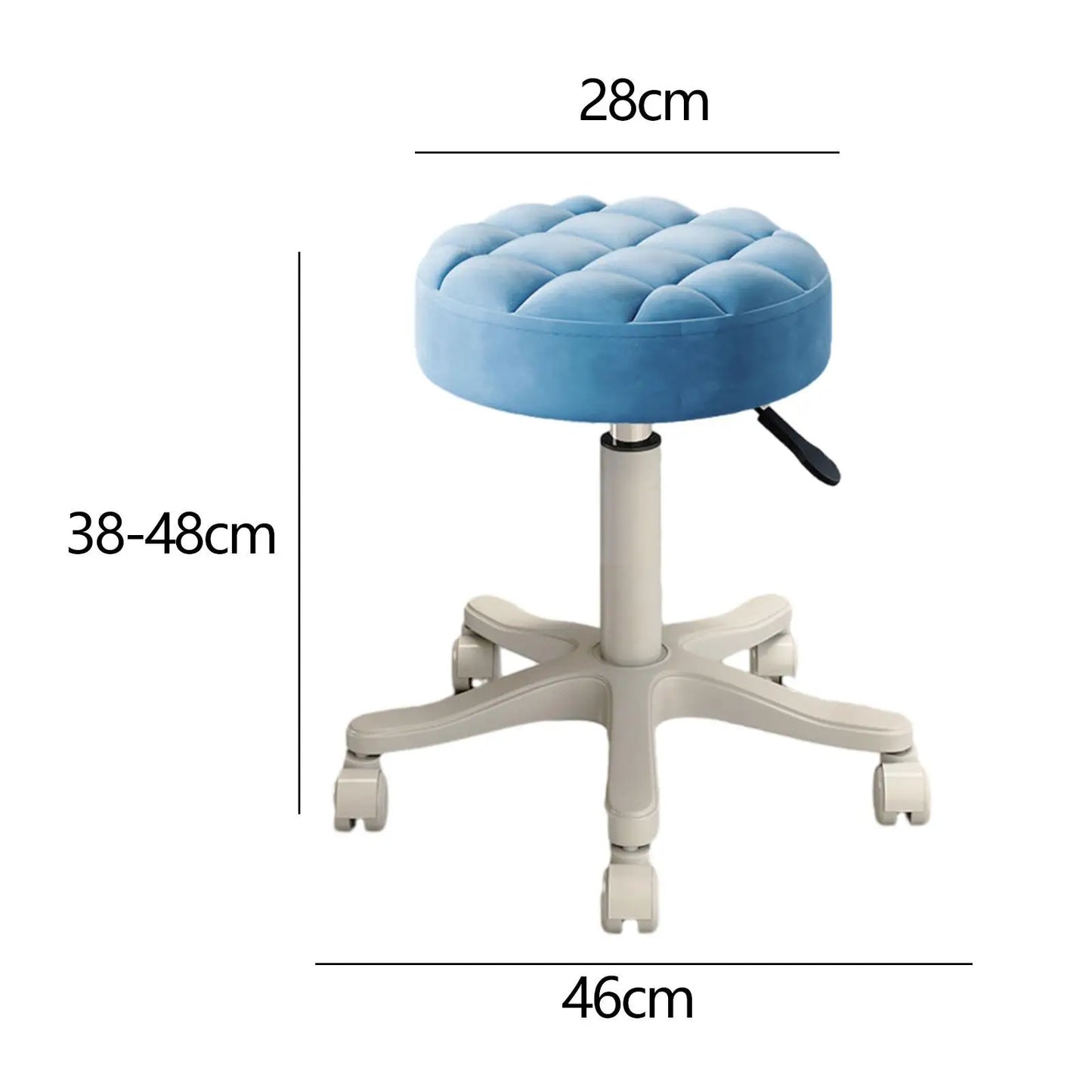 No-EN-Name-Null Commercial Grade Round Shaped Beige PU Leather Sponge Cushion Top Swivel Adjustable Height Metal Rolling 4-Wheels Adjustable Bar Stools/ Colors-Beige/White/Orange/Blue/Pink/Black