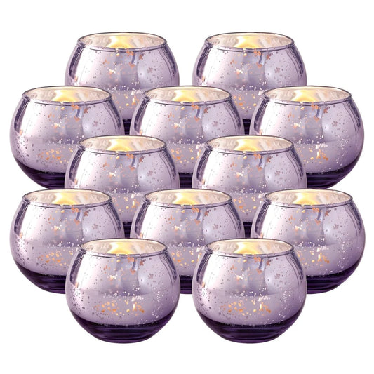 No-EN-Name-Null 6-12 PCS Silver Metallic Finish Speckled Gold Mercury Glass Assorted Votive Small Round Ball Tealight Candle Holders/Colors-Silver/Green/Gold/Blue/Clear/Purple