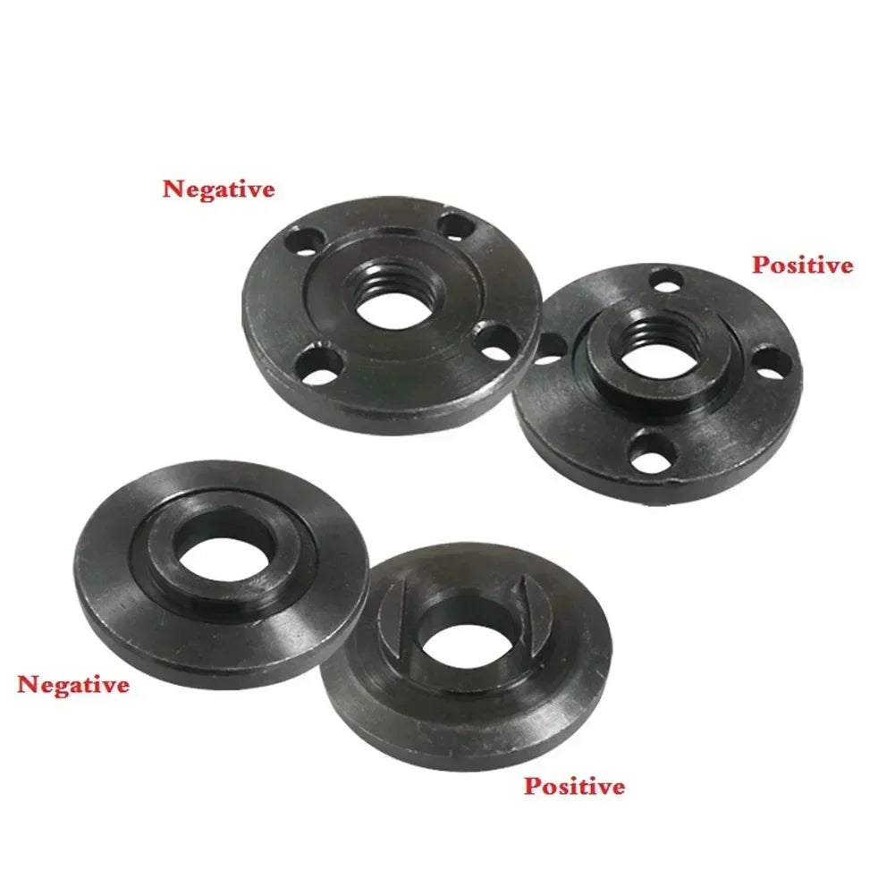 3 PCS Round Black Metal Pressure Plate Angle Grinder Inner-Outer Flange Nut Sets/1 Silver Wrench/Colors-Black/Silver/Gray