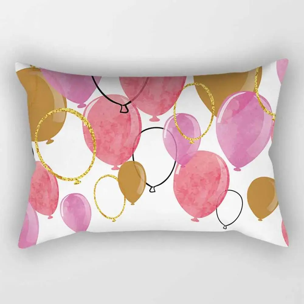 No-EN-Name-Null Modern Rectangle Single-Sided Pattern Pink Geometric Striped Polyester Peach Skin Fabric Pillowcases/Size: 30 cm X 50 cm (12 inches X 20 inches)/Colors-Striped/Geometric/Gold/Animal/White