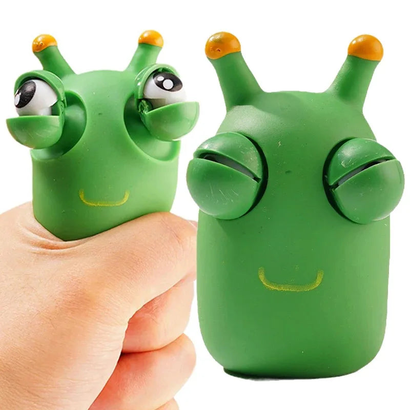 MUDDY PUDDLES Plastic-Rubber TPR Green-Yellow Tips Worm Eye Popping Squeeze Activity Toys/Ages: 13-18 Years Old + Older/Not Suitable Under 3 Years Old/Don't EAT/Colors-Green/Yellow/White/Animal/Multicolor