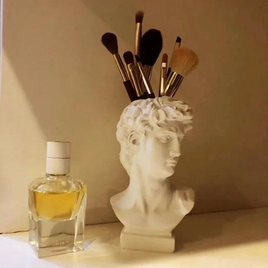 White Resin Nordic David Facial Sculpture Hydroponic Holder Art Vases