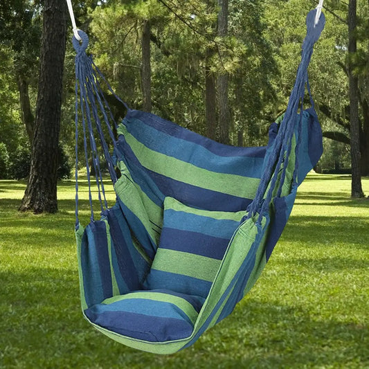 No-EN-Name-Null Outdoor-Indoor One Person Striped Black-Gray Canvas Fabric Hanging Swinging Hammock Chairs