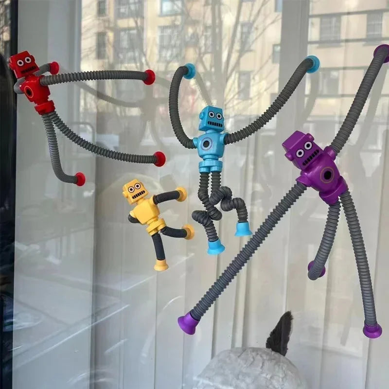 SMHXIANGQIANJIN Kids Multicolor Plastic Telescopic Funny Robot Suction Cup Hands-Feet Expendable Arms-Legs Anxiety-Stress Relief Robotic Toys/Ages: 3-12  Years Old /Colors-Red/Blue/Purple/Yellow/Multicolor