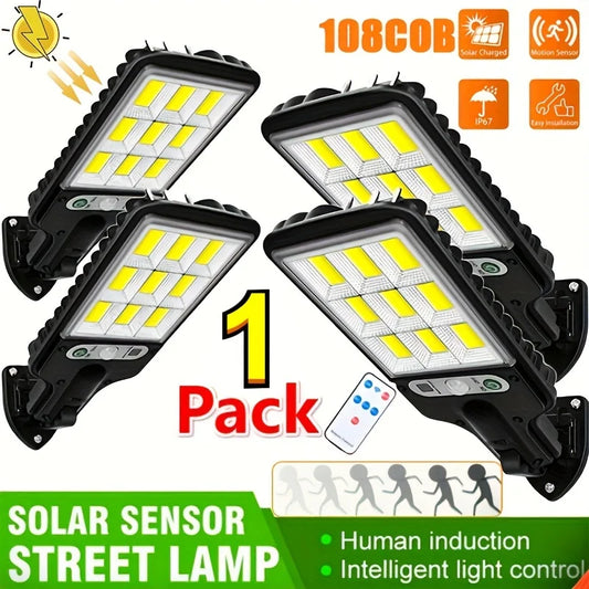 Black-White Waterproof 3 Modes Dimmable IP65 Protection Remote Control Flat Cool-Daylight  LED Solar Lamps