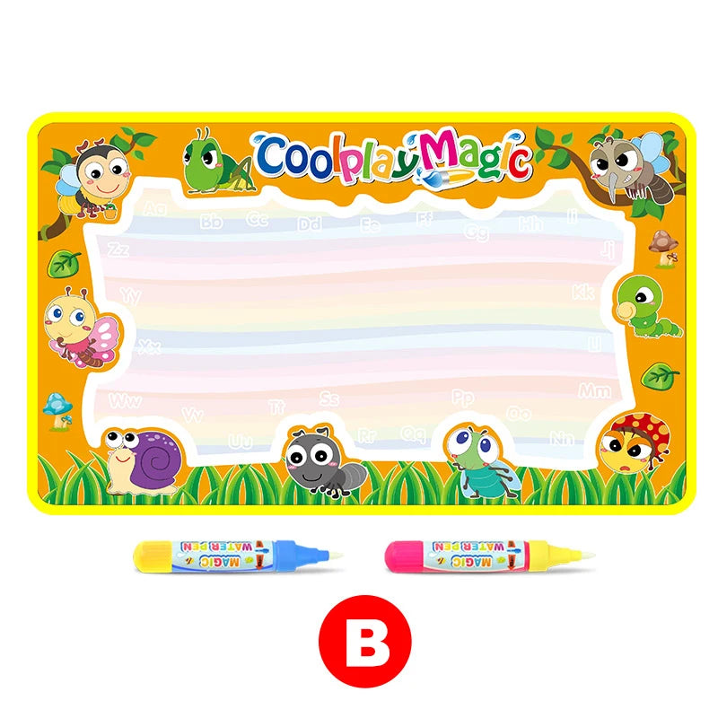 COOLPLAY Kids Double-Waterproof Multicolor Rectangle Soft Polyester Fabric TC Cotton Cloth Magic Animal Themes Rainbow Water Ink Learning Drawing Board Mats Toy Drawing Tablets /2 Pens/Just Add Water/Multicolor/Animal/Ages: 3-12 Years Old-Older