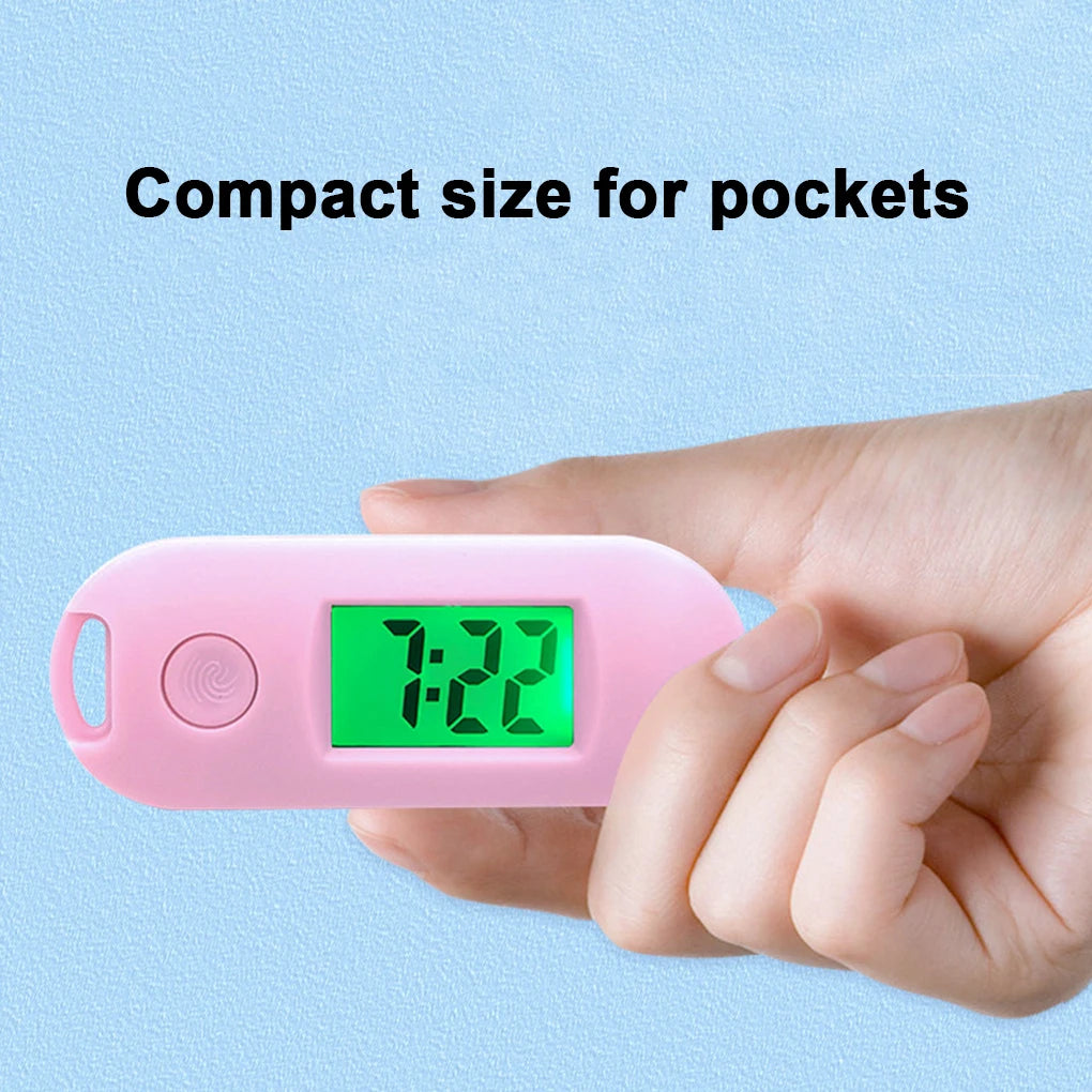 No-EN-Name-Null Adults Mini Compact Luminous Electronic Digital Display Long Blue Rectangle Plastic Shaped Keychain Pocket Watches/Colors-Grey/Blue/Pink/Black/Green/White