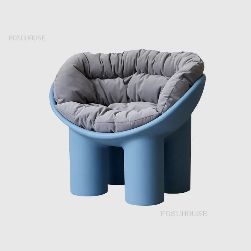 FOSUHOUSE Modern Upholstered Padded Soft Gray Polyester Fabric Cushions Hard Plastic Cute Elephant Four Legs Armchairs/Colors-Gray/Black/Yellow/Brown/Pink/Green/White/Beige/Blue/Multicolor
