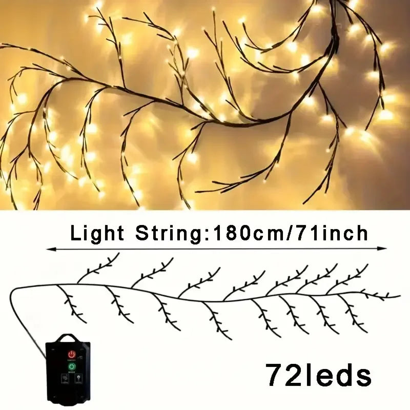 No-EN-Name-Null Indoor-Outdoor Water-Resistant Light Sensor Solar-Powered Plastic Rattan Tree Vine Branch Intelligent Optical Lightning Protection 8 Modes Warm White 72 LED Wall-Mounted Landscape Pathway Lighting /Colors-White/Black/Yellow/Brown