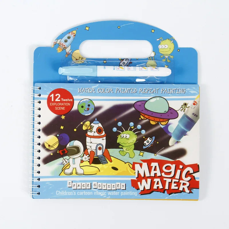 No-EN-Name-Null Babies-School-Age Kids 12 Scenes Magical Watercolor Pen Painting Multicolor Plastic-Cardboard Paper Early Educational Learning Reusable Drawing-Coloring Books-Pads /Ages: Newborn-School-Age Kids/Colors-Multicolor/Red/Green/Blue/Animal