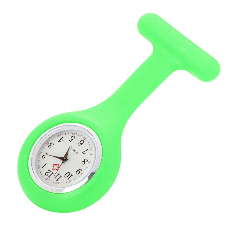 No-EN-Name-Null Adults Waterproof Quartz Small Acrylic Face Round Analog Display Yellow Silicone-Rubber Cover Metal Case Locked Pin Pocket Watches/Colors-Red/White/Yellow/Light Blue/Orange/Pink/Purple/Black/Blue/Light Green/Batteries Included