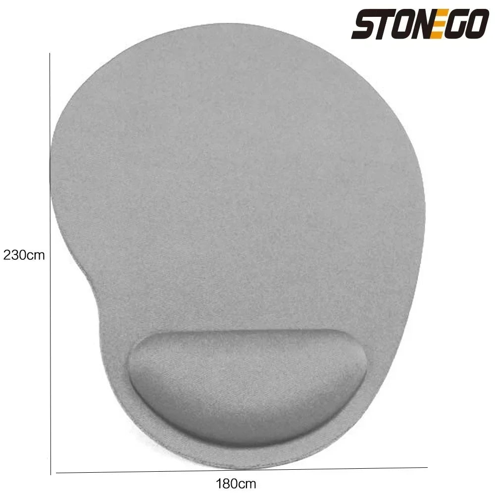STONEGO Custom Free-Form Rectangle Shaped Gray Plastic-Neoprene Soft Foam Wrist Support Silicone Anti-Skid Bottom Mouse Pads/Colors-Gray/Black/Blue/Pink