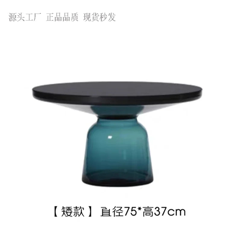 No-EN-Name-Null European Retro Multicolor Oval-Round Solid Glass Tea-Coffee Tables/ Size-50x53cm