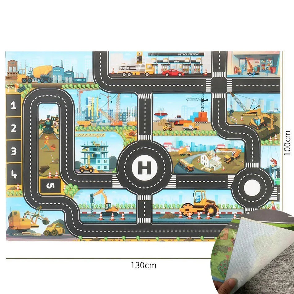 No-EN-Name-Null Kids Waterproof Foldable Rectangle Educational Developmental Multicolor Farm Animals-Dinosaurs-Life Dino Park Road Maps Crawling Plastic Play Mats/Ages: 3 Years Old + Older/Colors-Multicolor/Animals/Size: 100 x 130cm