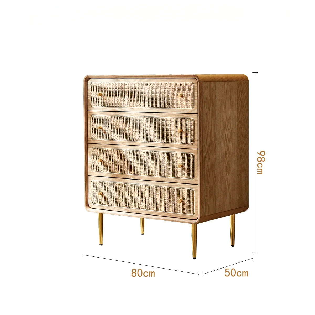 Brown Kitchen Storage Rattan Wood Sideboard w /Drawers/Doors