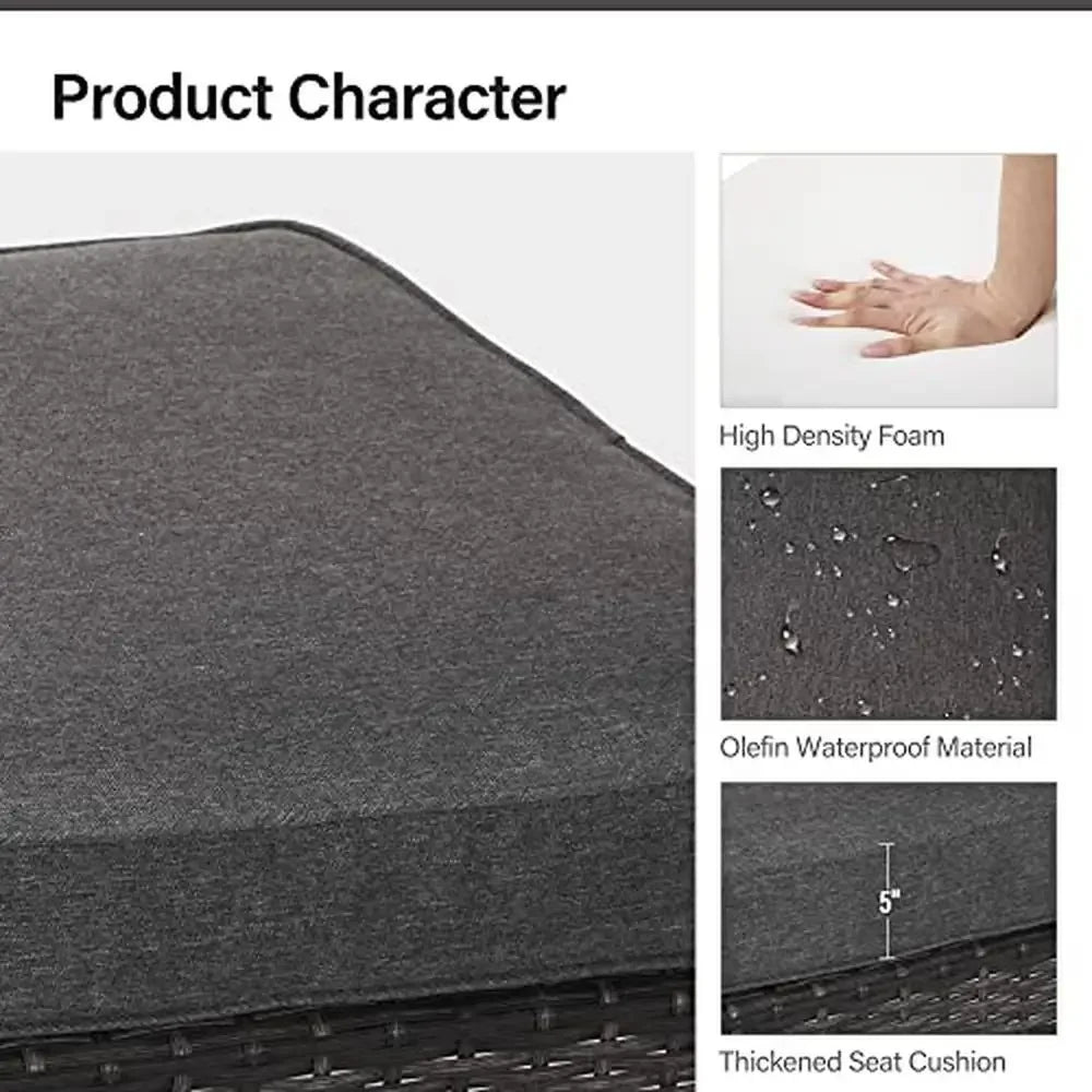 XMSJ Outdoor 8 PCS Modern Free-Standing L-Shaped Soft Comfortable Gray Synthetic Olefin Fabric Thick Sponge Cushions PE Rattan Metal Frame Sectional Sofa Furniture Sets/Table / 2 Corner Chairs/4 Armless Chairs/2 Ottoman Chairs/Weight Max : 300 LBS