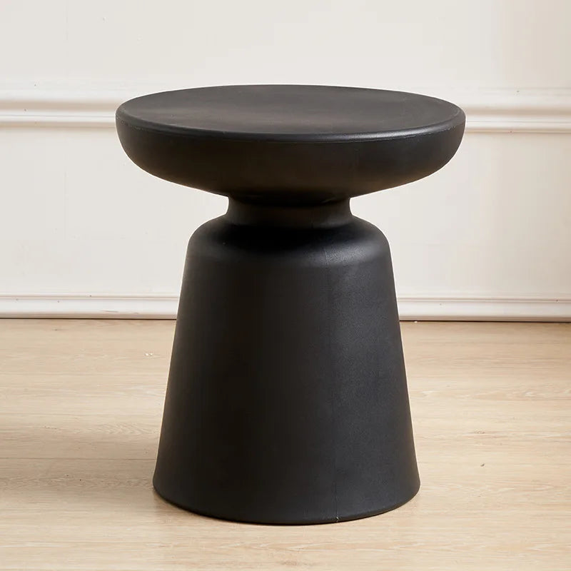 MODX Modern Black Round Shaped Low PP Wood Tea End Tables/Colors-Black/Light Gray/Yellow/Red/Green/Size: 44cm H x 39.5cm W