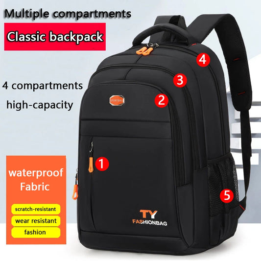 TY FASHIONBAG Internal Frame Waterproof Black Nylon Fabric Four Zippered External Pockets Soft Handles-Shoulder Straps 13-15 Inch Laptop Compartment Laptop Backpacks/Water Bottle Mesh Pocket Holder/Accent Colors-Green/Orange/Blue/Black