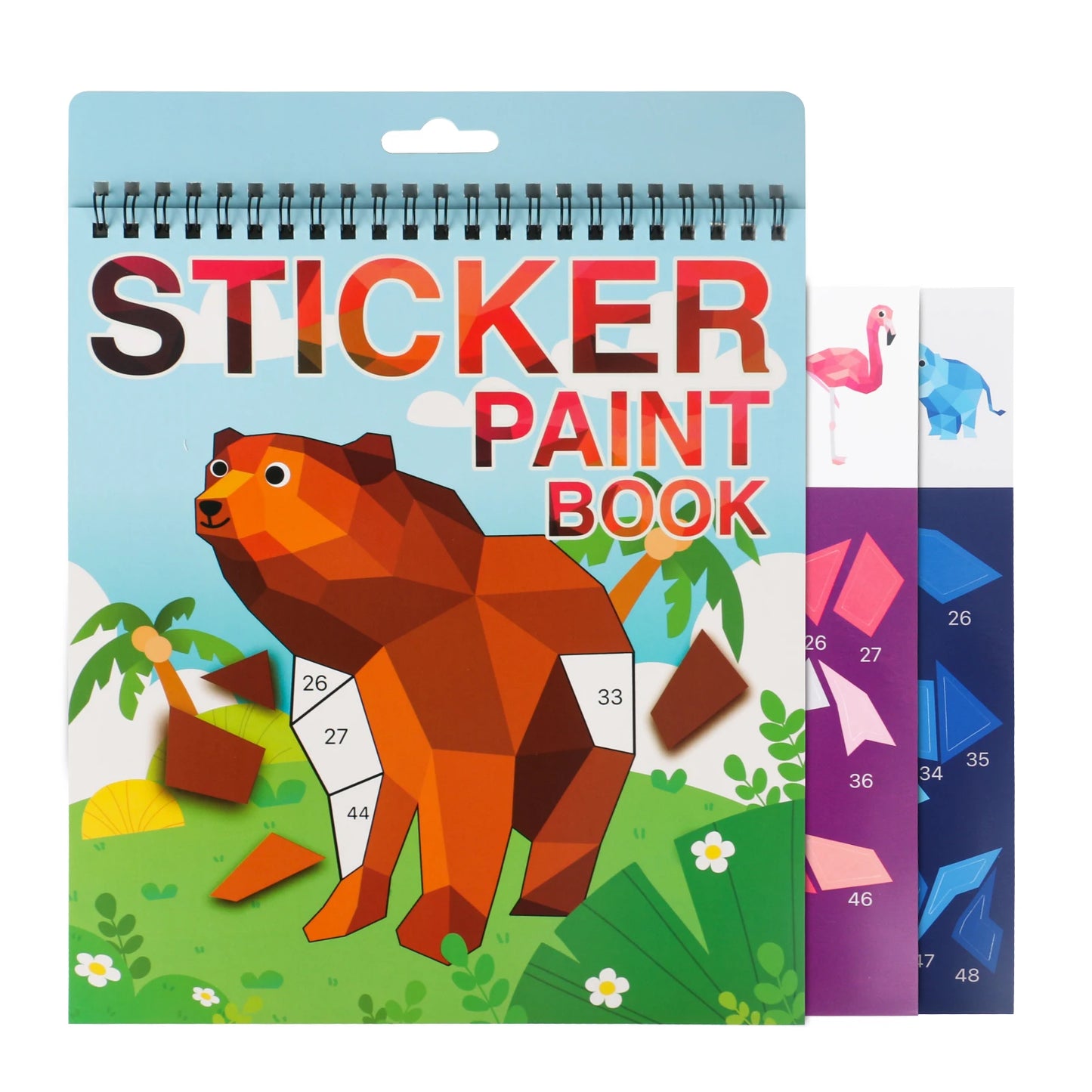 NULL Kids Multicolor Plastic-Cardboard Paper Unique Geometric Seven Different Animal Pictures Patterns Stickers Multicolor Paint By Numbers Brain Games Books Stickers-Stickers Machines/Ages 3-12 Years Old