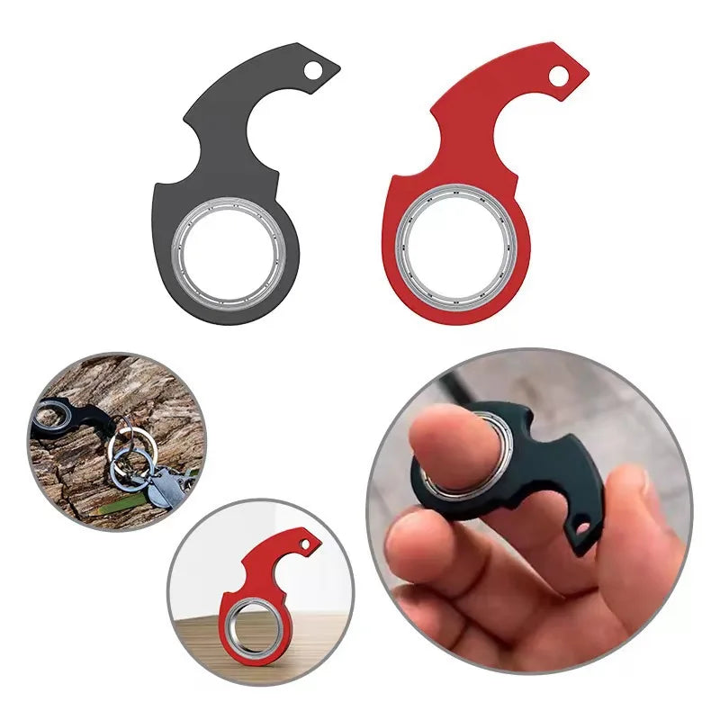 GSF Kids-Adults Multicolor Plastic Round Metal Ring Keychain Spinner Toys/ Ages : 6-18+Years Old/Colors-Black/Blue /Red/Green
