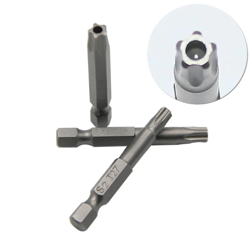 XMSJ 7 PCS Mini Pentacle Star 5-Point Screw Head 1/4 Hex Shank Head Screwdriver Magnetic Gray-Sliver Alloy Steel BITS Sets