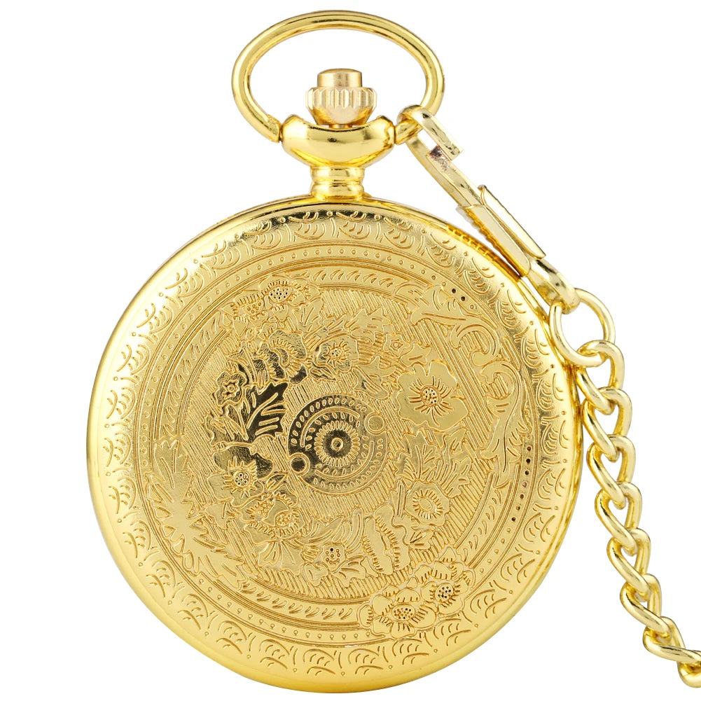 YISUYA Adults Quartz Analog Display Round Gold Metal Alloy Case Acrylic Face Engraved To My Grandson Never Forget That I Love You Forever Design Gold Chain-Pocket Watches /Colors-Bronze/Gold/Black