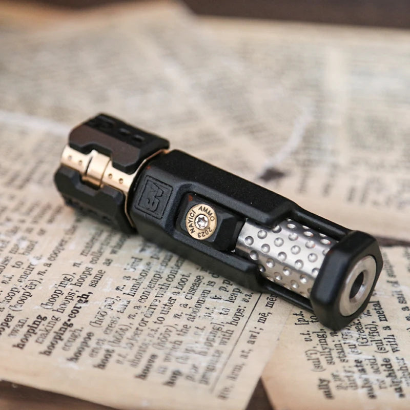AHHLCLT Handheld Mechanical Hardcore Long Round Rectangle Black-Silver-Gold Metal Dissipation Musketeers Gun Bolt Spinner EDC Haptic Push Slider Stress-Relieving Executive Toys/Ages 18 Years Old + Older