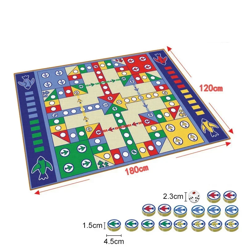 No-EN-Name-Null Parent-Child 16 Flat Round Chess Pieces Plastic-Cotton Foldable Crawling Colorful Chess Game Mats Floor Board Games /Ages: 6 Years Old + Older / 1 Dice/Colors-Blue/Multicolor/Geometric
