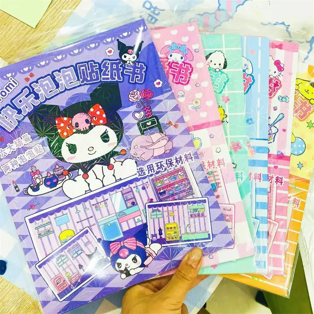 JOYTOP Kids 10 Styles Plastic Multicolor Cute Cartoon Sanrio Quiet Home Landscape Cardboard Sticker Books/Colors-Yellow/Pink/Pink/Purple/Blue/Multicolor/Ages: 3-14 Years Old-Older