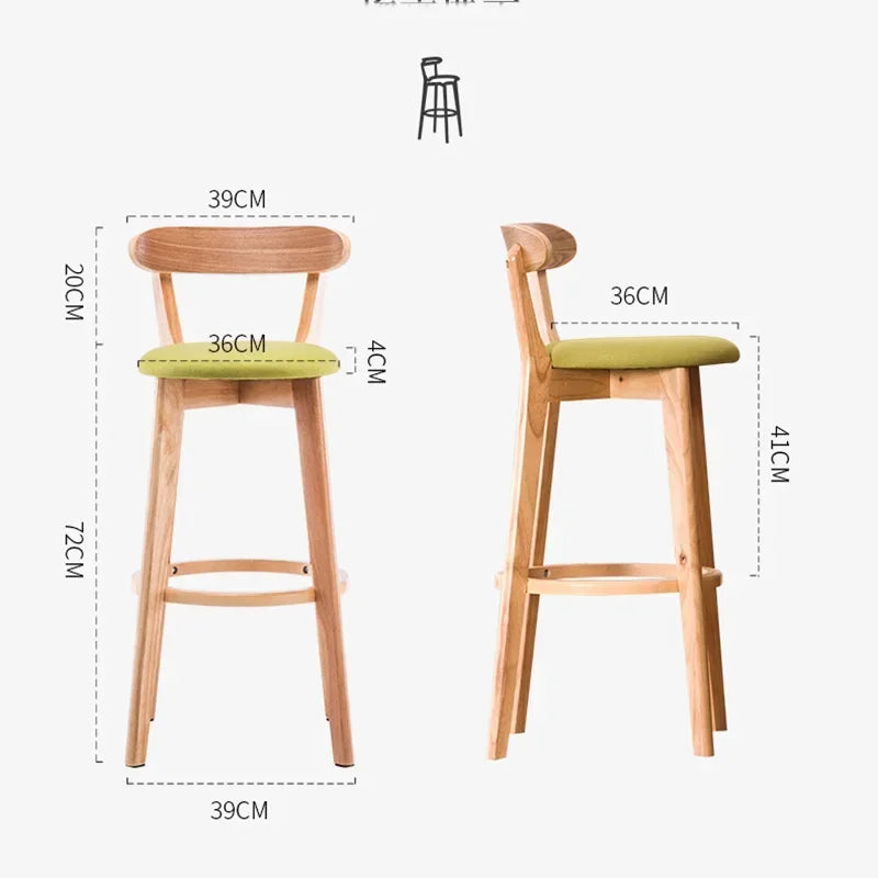 No-EN-Name-Null Modern Upholstered Padded Hard Solid Wood Low Full Curved Backrest Soft Fabric Round Seat Cushion Bar Stools/Colors-Green/Brown/Beige/Gray/Black