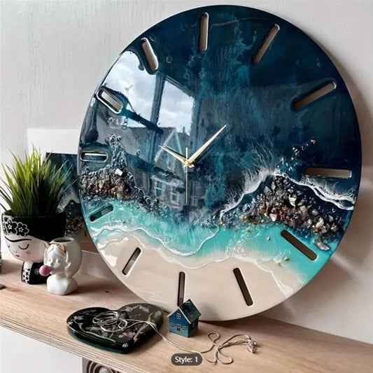 DIY Big Size Round Glitter Mirror Silicone Wall Clock Resin Gray Molds