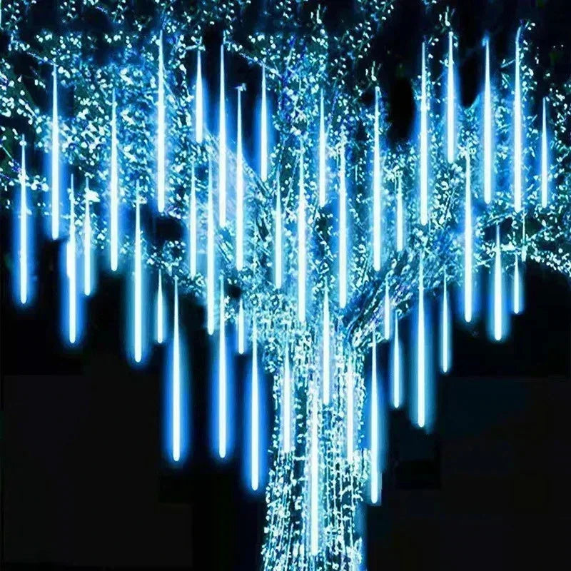 No-EN-Name-Null Outdoor Garden Waterproof RGB Multicolor LED Lights Plastic Shell Solar-Powered Realistic Meteor Shower Long Raindrops Design Light Ropes-String Lights/Colors-Clear/Blue/Red/White/Multicolor