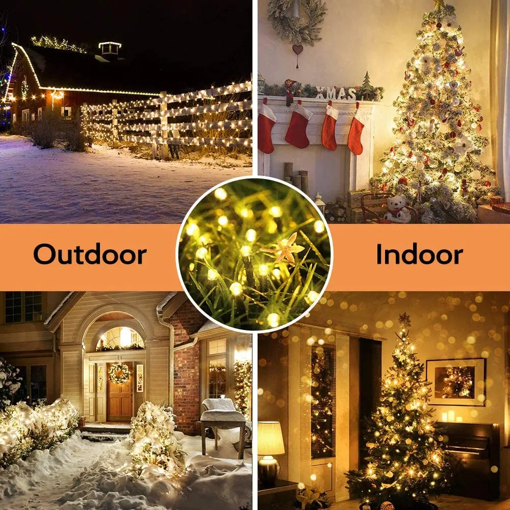 NULL Outdoor-Indoor Waterproof Black Plastic Square Shaped Body Solar-Powered Panel Lithium Battery Eight Modes Fairy Garland Multicolor Light Ropes-String Lights/Colors-Black/White/Blue/Red/Purple/Multicolor/LED Bulbs Included