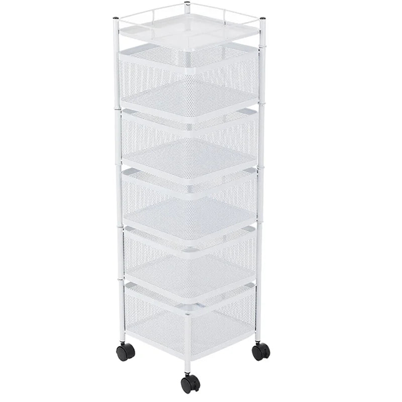 Kitchen Organizer Metal 5 Tiers Multi-Layer Rotatable Storage Rack/Colors-Black/White
