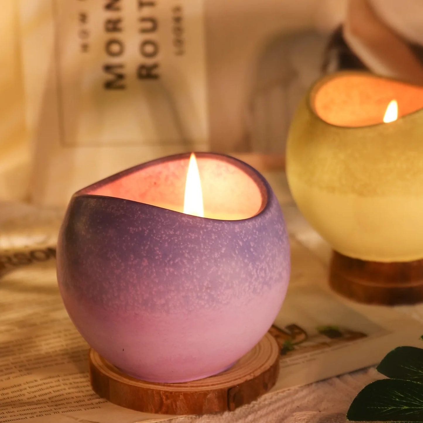 No-EN-Name-Null DIY Curved Half-Moon Mouth Shaped Opening Silicone Textured Candle Jar Milky White Craft Molds