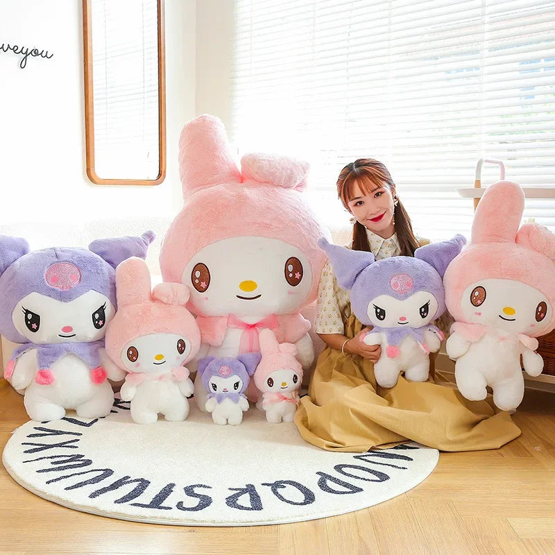 MINISO Cute Cartoon Anime Multicolor Kuromi Melody Cotton Filling Soft Plush Stuffed Animals/Ages: 13-18 + Years Old Adults/Colors-Purple/Pink/Multicolor