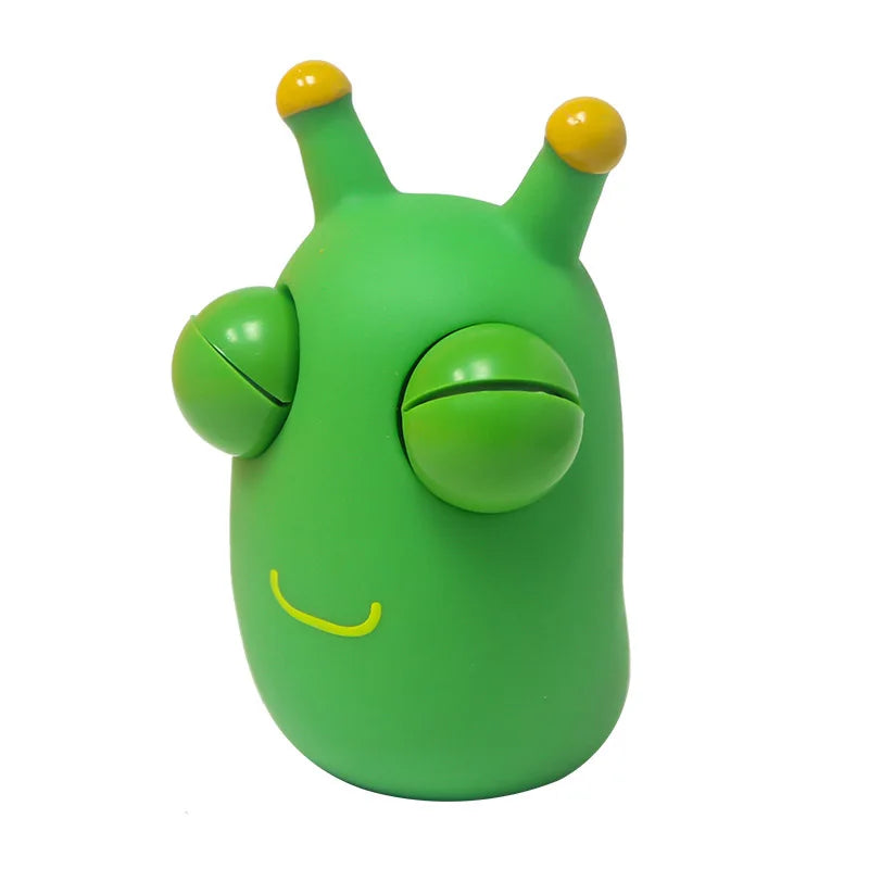 MUDDY PUDDLES Plastic-Rubber TPR Green-Yellow Tips Worm Eye Popping Squeeze Activity Toys/Ages: 13-18 Years Old + Older/Not Suitable Under 3 Years Old/Don't EAT/Colors-Green/Yellow/White/Animal/Multicolor