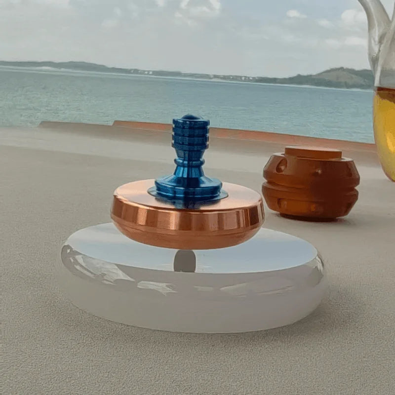 Metal Hand-Eye Twisting Spinning Top Anxiety-Stress Relief Fidget Toys/Base Not Included/Ages: 13-18 Years Old Adults/Colors-Bronze/Silver/Rose Gold /Blue