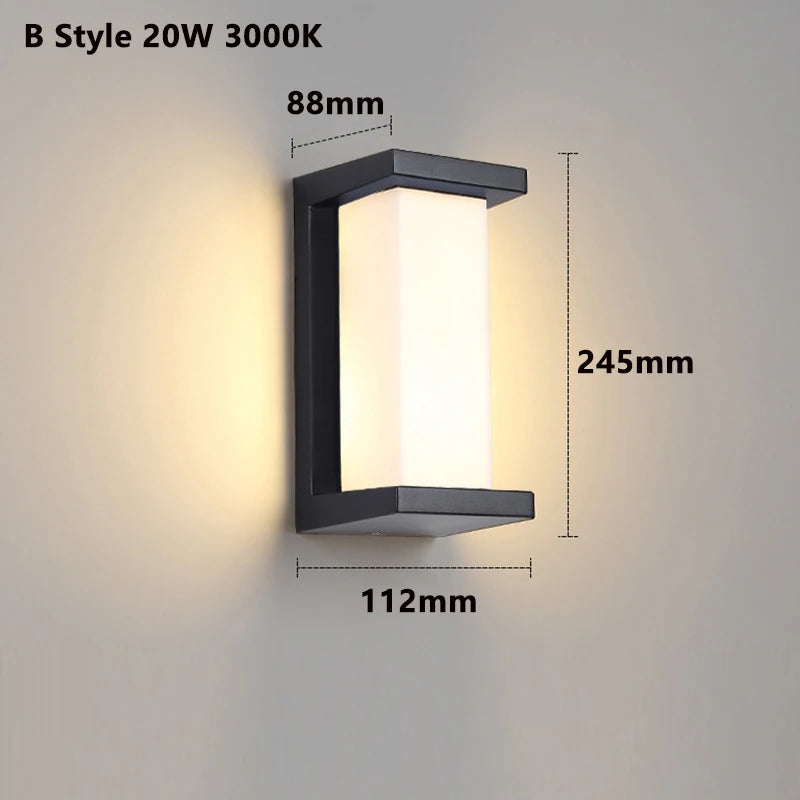 ZHENGDE LIGHTING Outdoor Waterproof Cool-Daylight White LED Lights Radar Intelligent Control Motion Sensor Black Plastic Rectangle Shaped Wedge Base AC-Powered Porch Wall Light Fixtures
