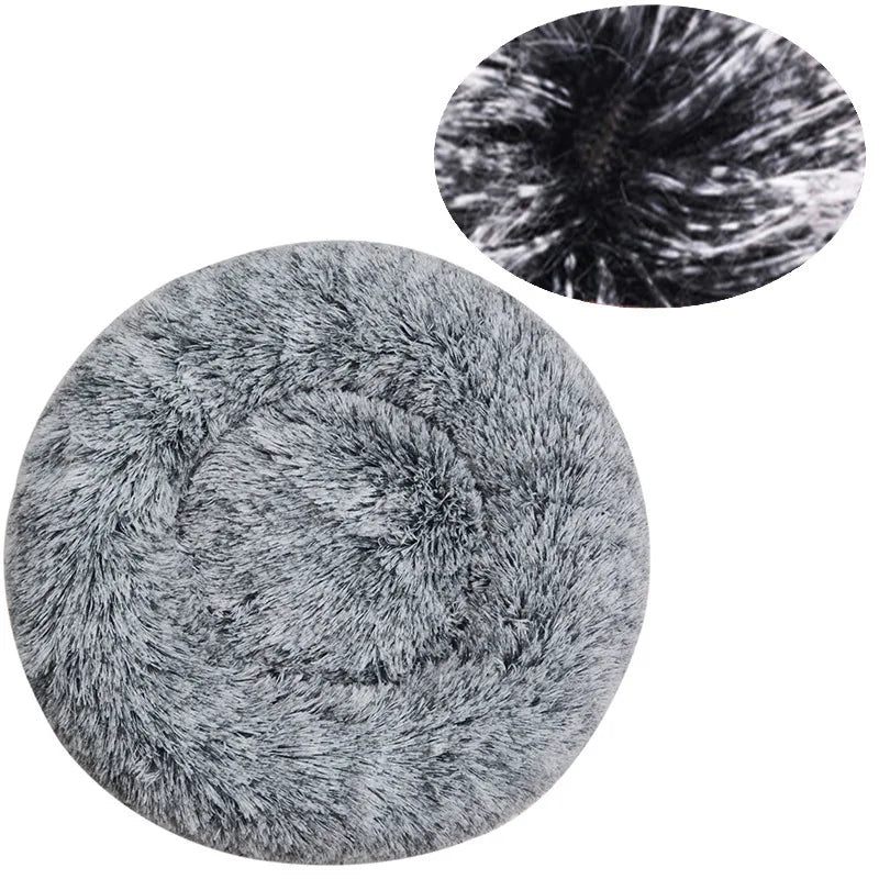 Cats-Dogs Round Washable Soft Cotton Lining Warm Plush Anti-Slip-Waterproof Bottom Beds /Colors-Gray/Dark Gray/Brown/White/ Pink/Tie Dyed/Light Apricot/Coffee/6 Sizes To Choose