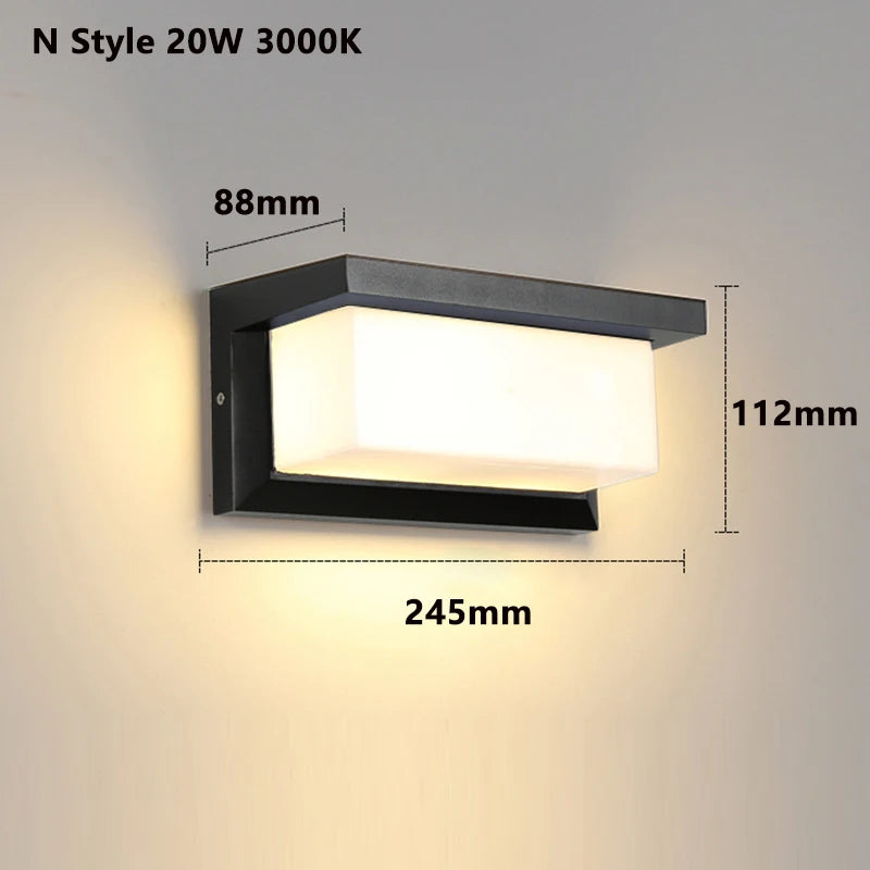 ZHENGDE LIGHTING Outdoor Waterproof Cool-Daylight White LED Lights Radar Intelligent Control Motion Sensor Black Plastic Rectangle Shaped Wedge Base AC-Powered Porch Wall Light Fixtures