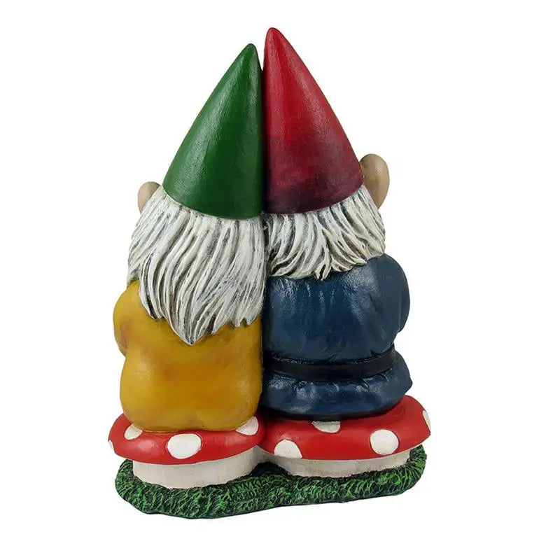 No-EN-Name-Null Outdoor Multicolor Christmas Romantic Resin Gnomes-Couple In-Love-Heart-Shaped Forever Garden Sculptures/Colors-Red/Multicolor