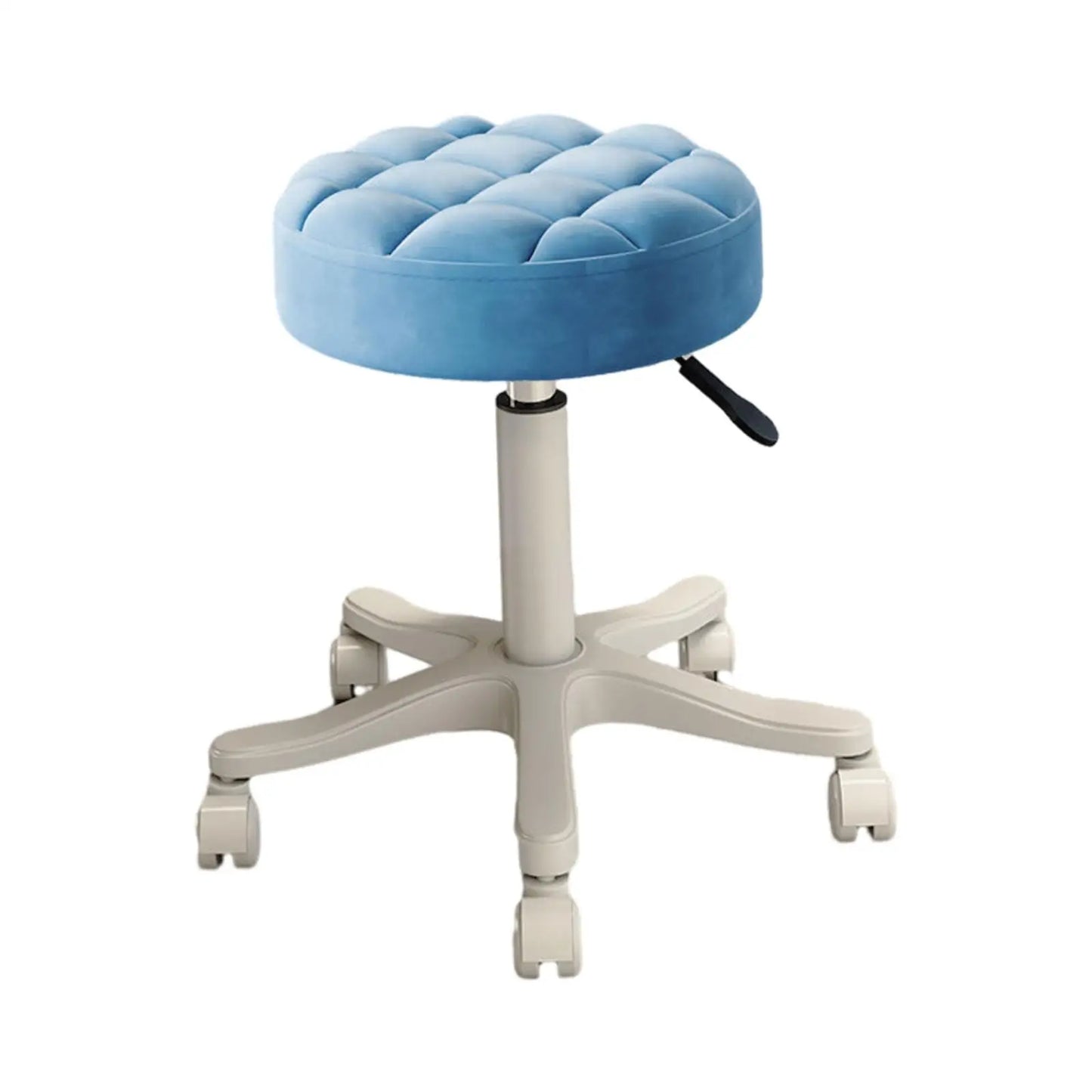 No-EN-Name-Null Commercial Grade Round Shaped Beige PU Leather Sponge Cushion Top Swivel Adjustable Height Metal Rolling 4-Wheels Adjustable Bar Stools/ Colors-Beige/White/Orange/Blue/Pink/Black