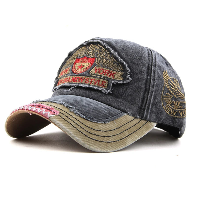 Adults Unisex Adjustable-Fit Washed Denim Breathable Sun UV Protection Polyester-Cotton Baseball Caps/Colors-Blue/Gray/Black/Striped/Multicolor