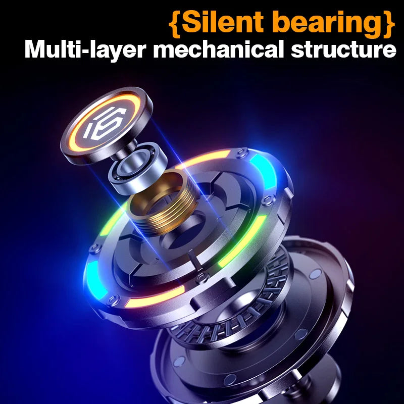YIJOO 3 In 1 Round Aluminum Hand Twist RGB Mechanical Roulette Glowing Tricolor Switchable Lighting-Sound Effects Pushing Eye-Hand-Finger Spinning Toys/Colors-Black/Gray/Silver/Ages: Young Adults 13-18 + Years Older